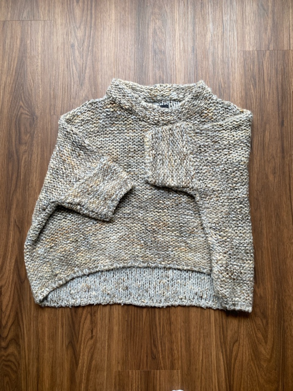 ZARA Knit Italian Yarn Chunky Textured Sweater Size S Cream Taupe Grey - Picture 1 of 6